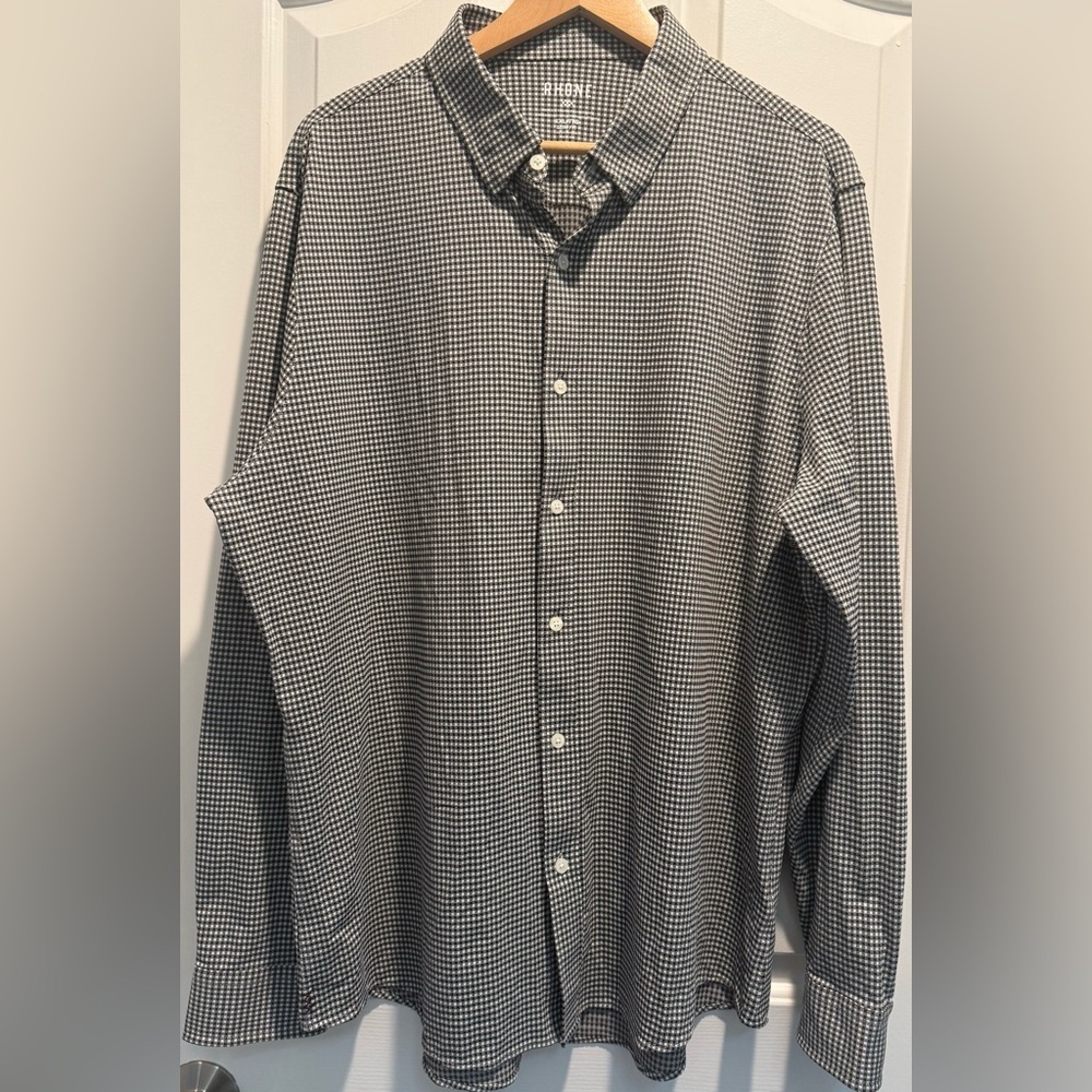 Rhone Commuter Slim Fit Shirt Mens XXL Brown Gingham Performance Button Down